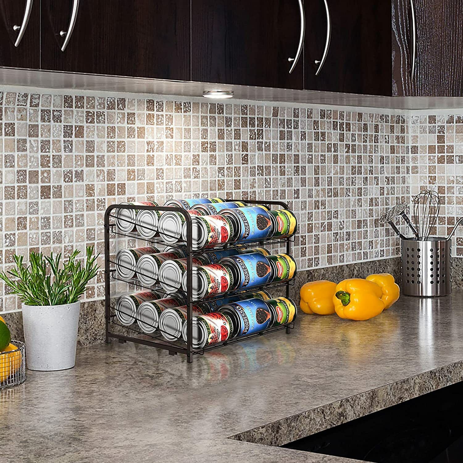 3 Layer Stackable Can Rack Organizer Can Storage Dispenser Holds up to