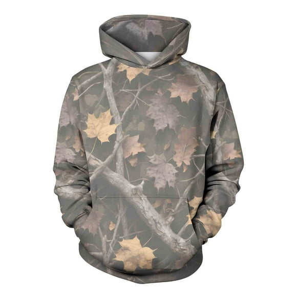 Winter Saving! HVOBTTY Women's Hoodie Sweatshir, Womens Men Hoodies Maple Leaf Print Oversized Hooded Sweatshirt Fleece Pullover Sweatshirts Long Sleeve with Pocket Camouflage, XXL