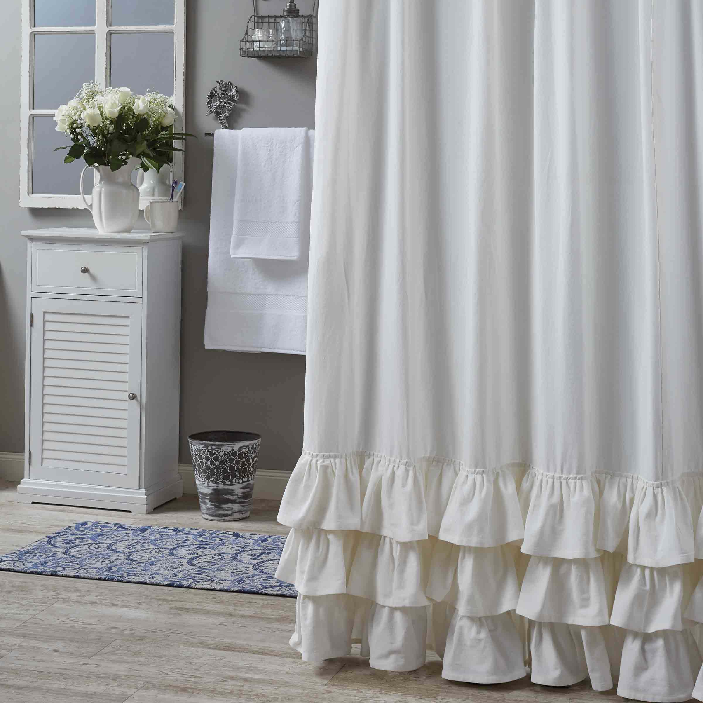 Park Designs White Ruffled Shower Curtain
