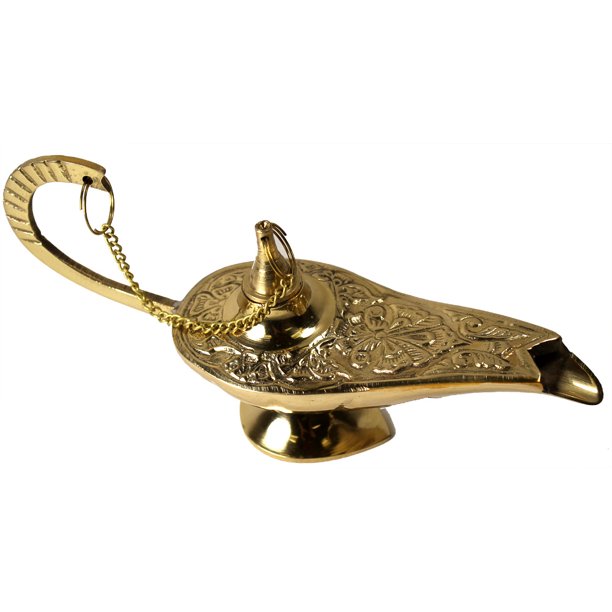 7" BRASS GENIE LAMP Aladdin Lamps INCENSE BURNER