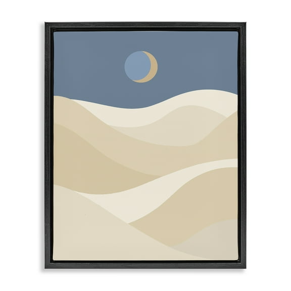 Stupell Industries Crescent Moon over Dunes Landscape & Nature Painting Black Floater Framed Canvas Art Print Wall Art, 17 x 21