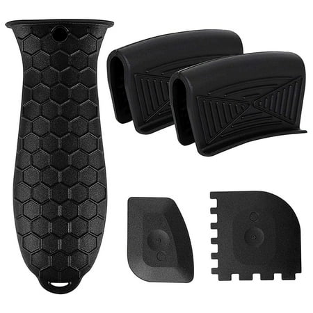 

5Pcs Silicone Hot Handle Holder Cast Iron Non Slip Pot Heat Resistant