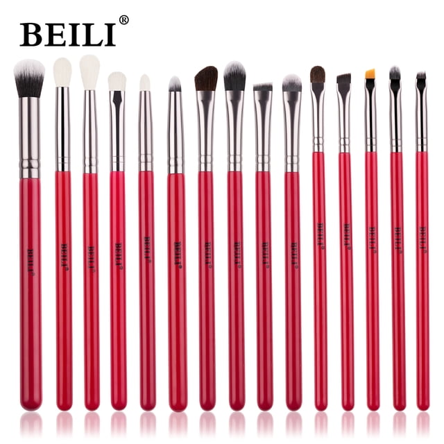 BEILI-Juego de brochas de maquillaje de ojos rojos, pelo Natural profesional, sombra de ojos, base en polvo, colorete, resaltador, herramienta de maquillaje