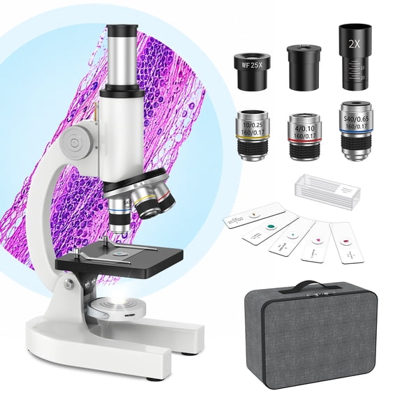 USCAMEL Microscope Set for Beginner, Adults Microscope 2000x Compound Microscope for Students Adults w/Prepared Slides All in One