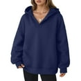 thumbnail image 4 of Womens Oversized Hoodies V Neck Sweatshirts Long Sleeve Pullover Loose Clothes 2025 Fall Trendy Tops Navy 2XL, 4 of 7