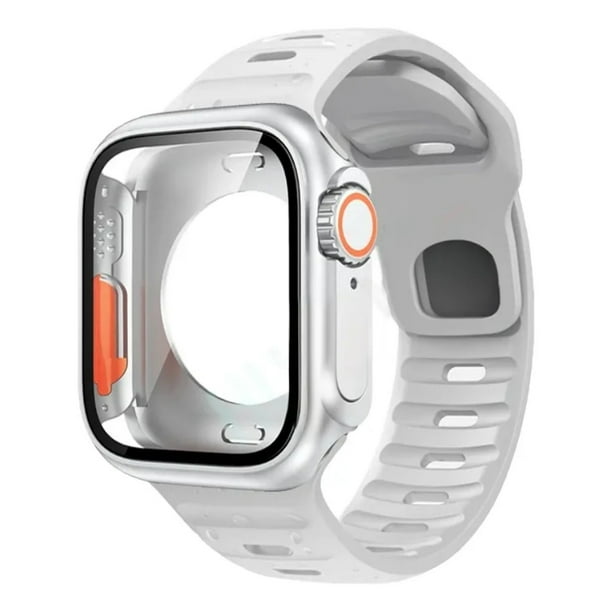 Correa de Silicona Deportiva con Case 360 de Vidrio Templado para Apple Watch