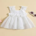 thumbnail image 2 of Infant Girls Romper Dress Lace Flower Sleeveless Mesh Tulle Jumpsuits, 2 of 8