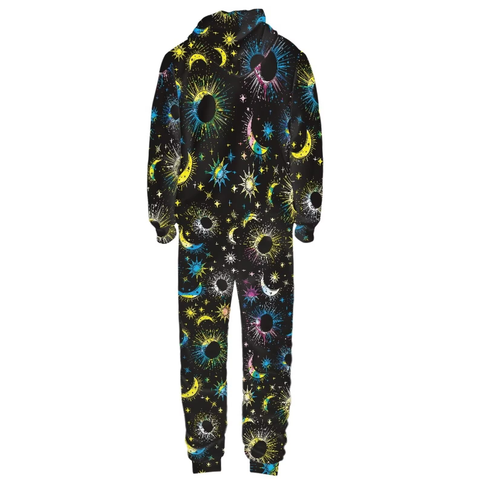 POLERO Halloween Theme Color Skeleton Surfing Print One Piece Pajames with Pocket Zipper Onesie Sleepsuit for Men Women, Size XL
