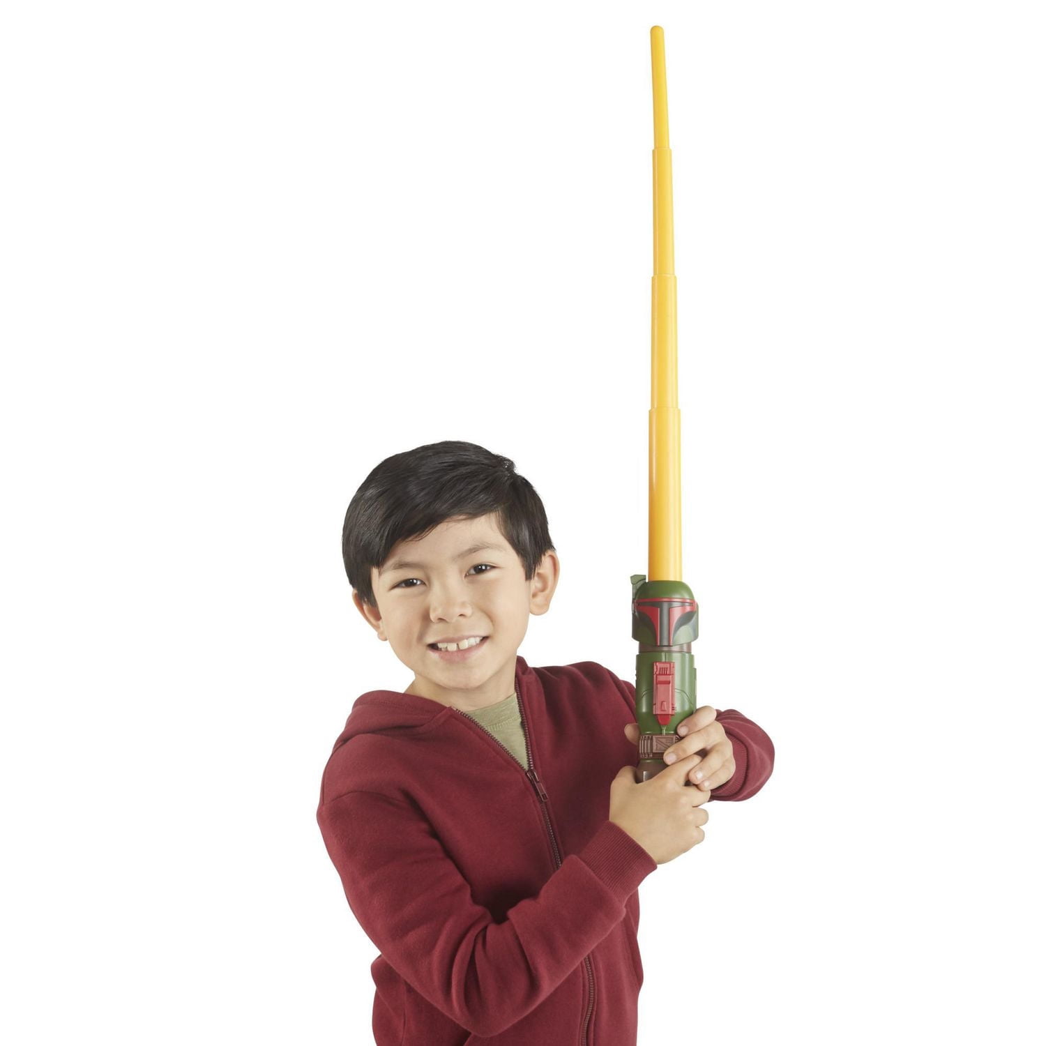Star Wars Lightsaber Squad Boba Fett Extendable Yellow Lightsaber Role Play, Pretend Play Toy for Kids Ages 4 and Up