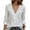 White, variant on Shirts for Women Chic Deep V Ruffle Trim Solid Color Raglan Shoulder Roll Up Sleeve Lightweight Office Pullover,Sizes S-3XL