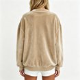 thumbnail image 4 of Stralyhd Thermal Fleece V Neck Open Coat Women Oversized Sweatshirt Daily Work Tops Fashion Early Winter Outfits Cardigans with Patch Pockets Khaki XXL, 4 of 5