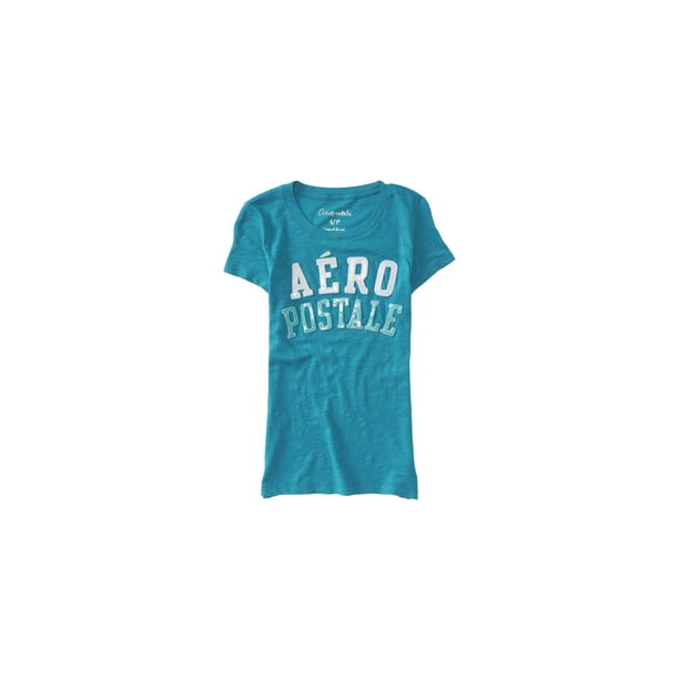 Aeropostale - Camiseta adornada con logotipo de lentejuelas para mujer, verde, pequeña Aeropostale Camiseta adornada