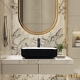 thumbnail image 3 of FULLWATT Ceramic Bathroom Vessel Sink with Faucet Combo with Overflow Bowl Square Basin Black and White, 3 of 10