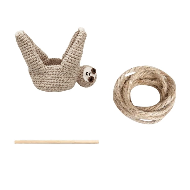 Regalo Perezoso Gancho Perezoso Adecuado Para Macetas De Suculentas Macetas Colgantes Adecuado Para Parejas Decoración Del Hogar Maceta (1 Maceta Pequeña Con Oso Perezoso + Palo De Madera + Cuerda)