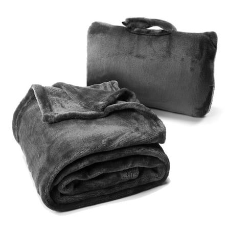 Cabeau Fold 'n Go Blanket - Plush Microfiber Blanket and Compact Case for Airplane and Home