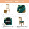 thumbnail image 4 of Teal Gold Marble Seat Covers for Dining Room Chairs Set Of 4,Stretch Printed Washable Chair Seat Cover with Elastic Ties and Button,Removable Waterproof Couch Cushion Covers, 4 of 6