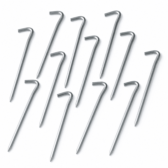 12-Pack Aluminum Tent Stakes – Heavy-Duty Camping Pegs for Awnings, Canopies, and Shelters, Lightweight and Portable with Anti-Rust Finish