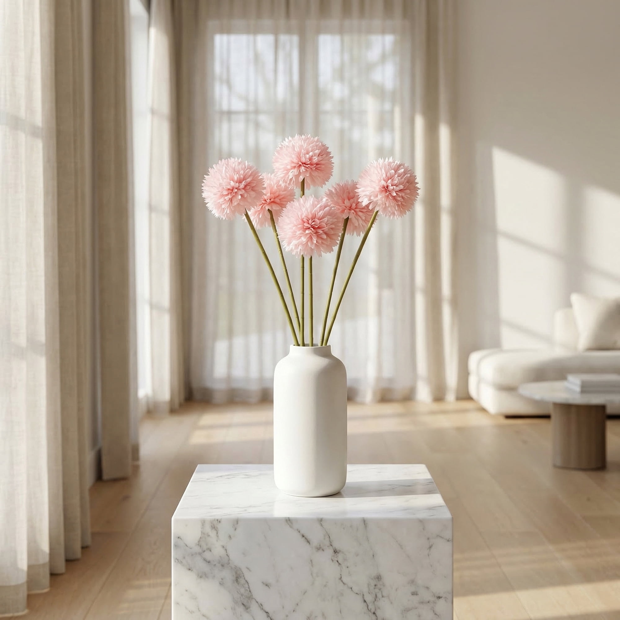 Unique Bargains 12Pcs Artificial Dandelion Flower Silk Bouquets Dark Light Pink 11.4in