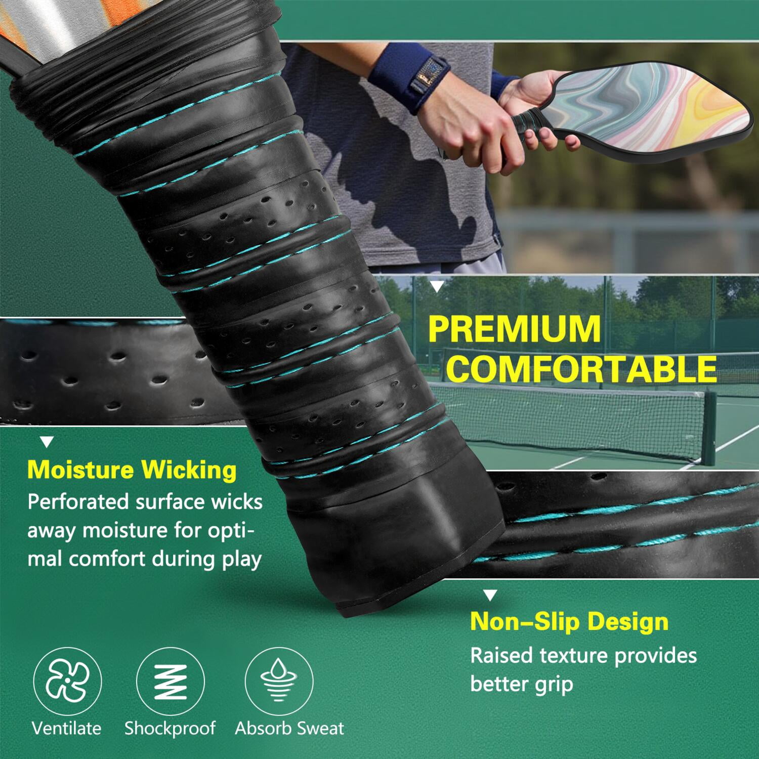 Pickleball Paddles Set Of 1, Fiberglass Surface, Liquid & Marble Print, 1 Paddles, 2 Balls & Bag