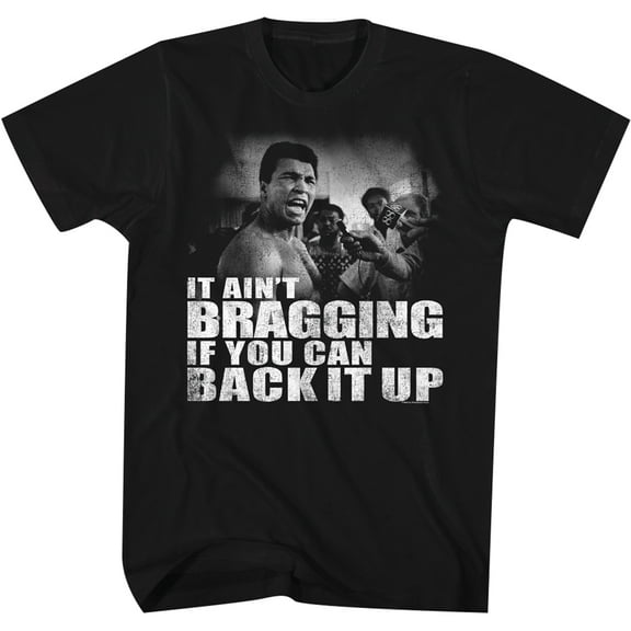 Muhammad Ali Distressed Back It Up Black Adult T-Shirt