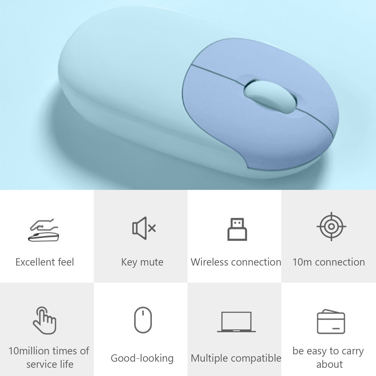 Wireless Keyboard and Mouse Combo, Retro Punk Round Keycap, for Windows/iOS/Linux PC Tablets