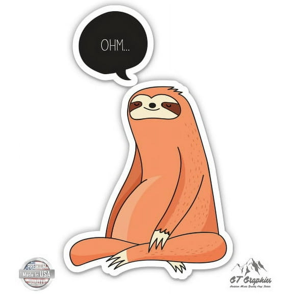 Sloth Meditating Om - 3" Vinyl Sticker - For Car Laptop I-Pad Phone Helmet Hard Hat - Waterproof Decal