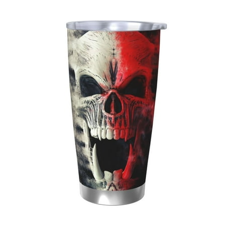 

Matuu Red And White Screaming Demon Skull for 20oz Durable Thermal Cups Keep Drinks Cold and Hot Insulated Car Mug with Lid-Without Straw