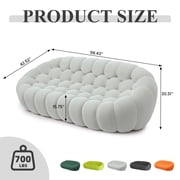 99 Bubble Couch Modern, Oversized Curved Couches, Lazy Floor Sofa, Light Gray Bubble Couch,Upholstered Comfy Mesh Fabric 3D Honeycomb Shape Couches for Living Room, Office, Apartment, 3-Seater