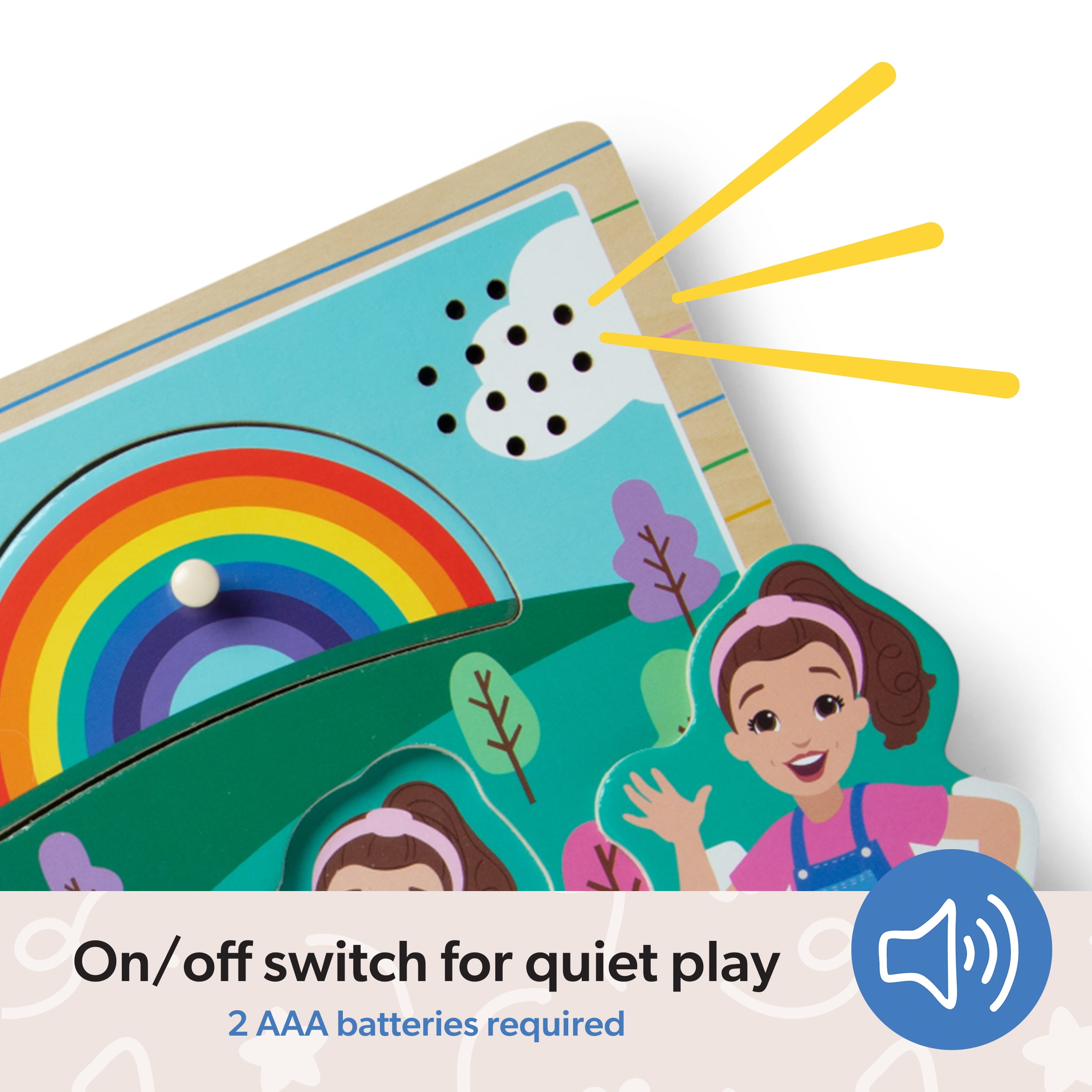 Ms. Rachel™ Melissa & Doug® Wooden Song Peg Puzzle, 6-Piece with Full Songs, Toddler Toys for Boys and Girls Ages 2-5+ Years - FSC Certified