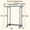 thumbnail image 4 of HYSEYY Double Rods Clothing Rack, Rolling Clothes Rack, Metal Garment Rack with 4 Lockable Wheels & Storage Shelf, Sturdy Coat Rack for Bedroom, Laun, 4 of 9