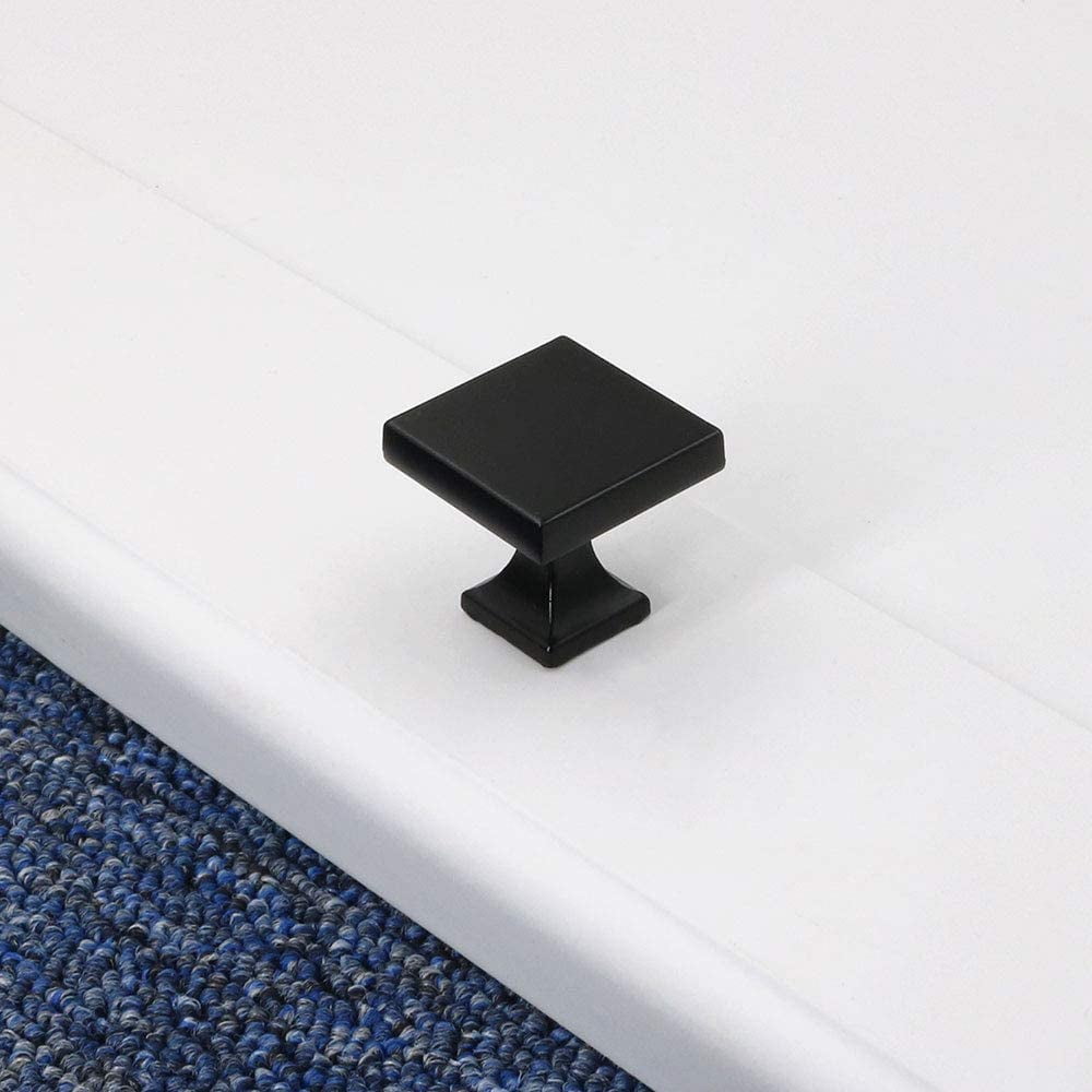 Goldenwarm Black Cabinet Knobs Matte Drawer Knobs Square Cabinet Hardware 15 Pack