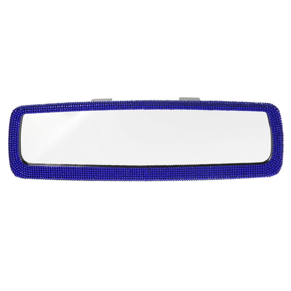 Bling Car Rear View Mirror Shining with Faux Crystal Rhinestone Car Accessories Interior Trim for Women Blue