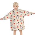 thumbnail image 3 of Beige Cow Heart Pattern Blanket Hoodies for Kids 6-13YR Oversize Wearable Blanket Hoodies for Boys Girls Teens, 3 of 7