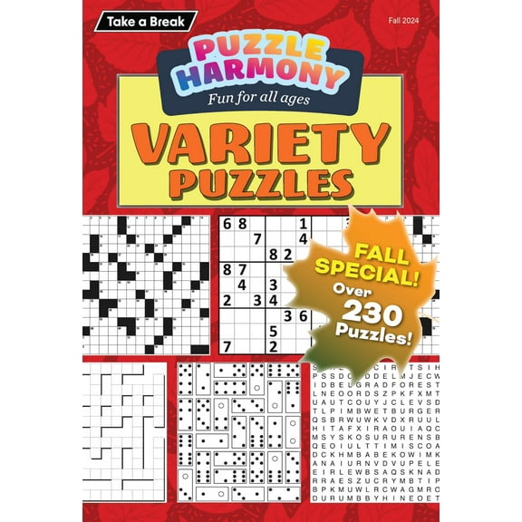 Puzzle Harmony - Variety Puzzles 244113 Fall Special!: 230  Puzzles, Sudoku, Crossword, Dominoes, Word Search, Fun For All Ages, Brain Challenges, Relax, Unwind, Unplug, Recharge, De-Stress  More!