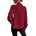 thumbnail image 3 of Avamo Ladies Elegant Solid Color Shirts Long Sleeve Loose Tops Baggy Holiday Tunic Shirt Claret S, 3 of 3