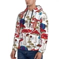 thumbnail image 3 of Uemuo Colorful Mushrooms (2) Pattern Men's Hoodie - Casual Pullover Hoodie with Kangaroo Pocket, Stylish Hooded Sweatshirt for Everyday Wear-Large, 3 of 7