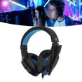 thumbnail image 4 of Computer Headset, PC Game Headsets 40mm Drive Unit Luminescent Support Mic Mute Adjustable Volume  For Laptop For  For PC Black + Blue, 4 of 8