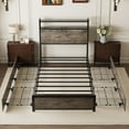 thumbnail image 4 of Zimtown Twin Bed Frame with 2-Tier Storage Headboard, Metal Platform Bed Frame with 4 Storage Drawers, Built in Charging Station & LED, Gray, 4 of 10