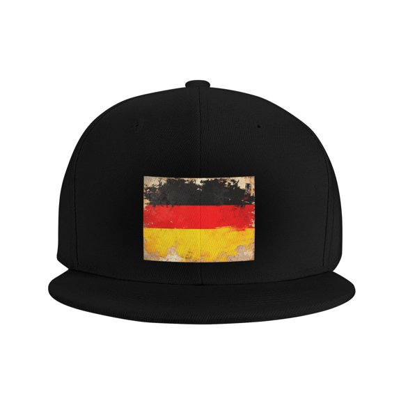Snapback Hat Vintage German Flag Adjustable Flat Bill Brim Hat for Men Women Casual Wear Black