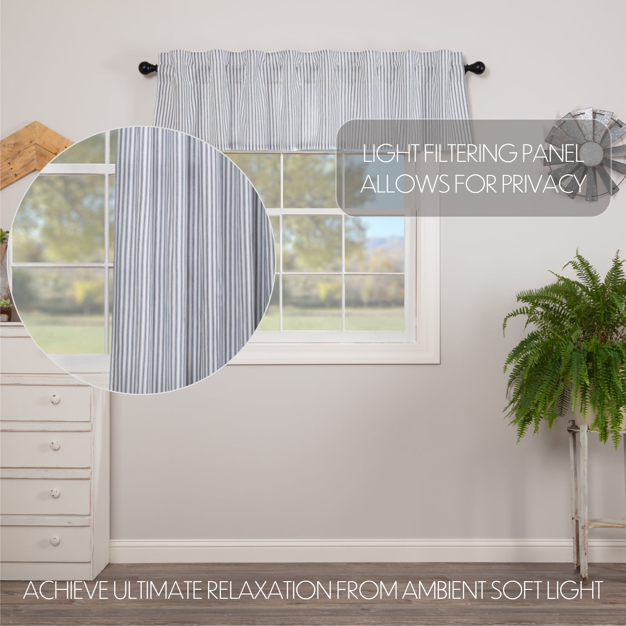 VHC Brands Sawyer Mill Ticking Stripe Curtain - Thumbnail 3