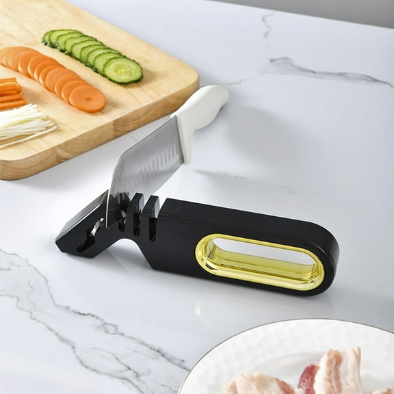 Qnjujn Knife Sharpener, 2 Stage Kitchen Knife and Scissors Sharpener Tool with Non Slip Base, Portable Manual Knife Sharpening Stone for Household Use, Easy Safe Pull Through Sharpener for Blades