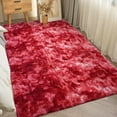 thumbnail image 4 of Softlife Super Soft Plush Tie Dye Velvet Rugs for Home Decor,Fluffy carpet For Living Room,Bedroom,5' x 8',Red, 4 of 7