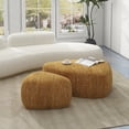 thumbnail image 2 of Pebble 44" Rounded Triangle Cocktail Ottoman Mustard Yellow, 2 of 6