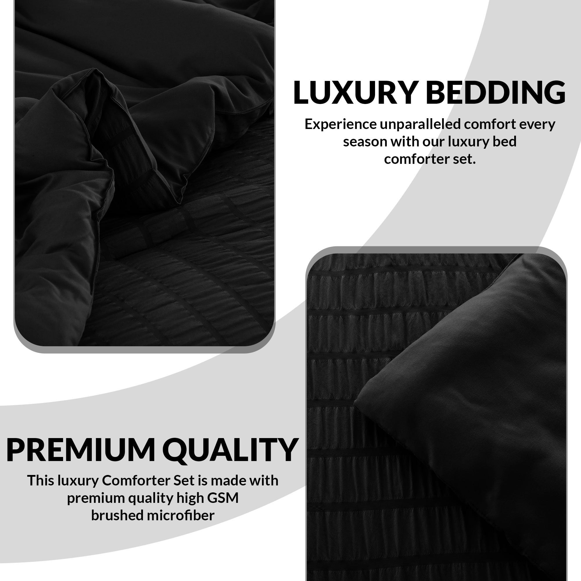 Lux Decor Collection 10-Piece Queen Comforter Set with Sheets - Queen Size Bedding Set, Black