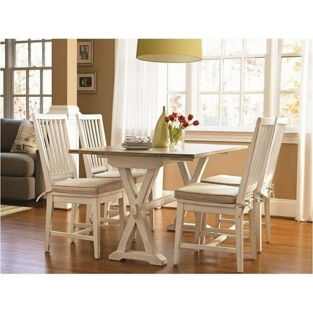 Bowery Hill Drop Leaf Wood Console Table in Terrace Gray and