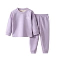 thumbnail image 3 of FSYBOA Girls Outfit Set Size 7, Casual 2 Piece Crew Neck Comfortable Tops and Pants Purple, 3 of 7