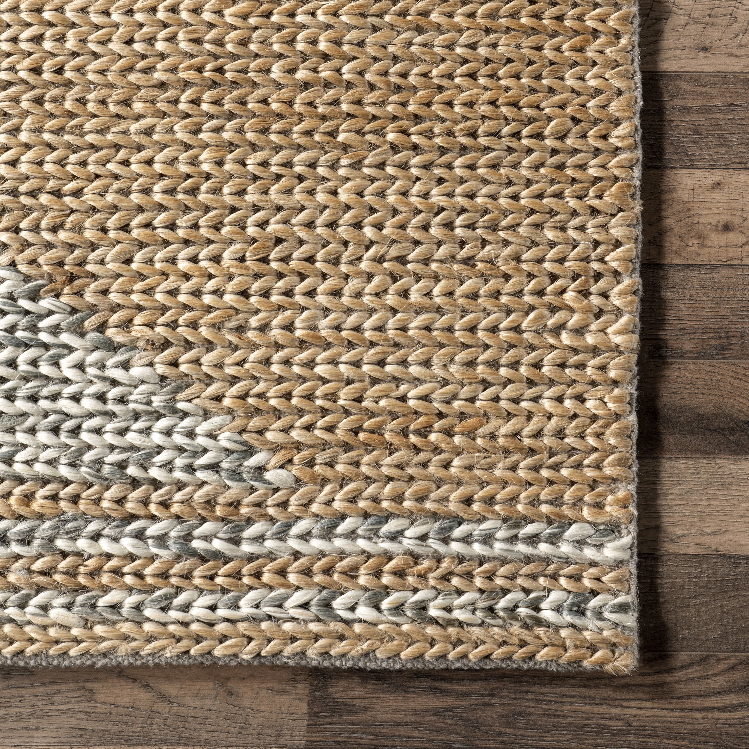 nuLOOM Akasha Faded Diamond Jute Blend Area Rug, 4' x 6', Natural