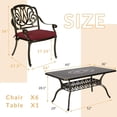 thumbnail image 2 of 7-Piece Outdoor Patio Dining Set, 60" Rectangular Cast Aluminum Dining Table with Umbrella Hole and 6 Outdoor Dining Cushioned Chairs, Patio Funiture Set for Backyard, Patio, Garden, Red, 2 of 7
