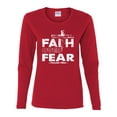 thumbnail image 2 of Wild Bobby, Faith Over Fear Psalm 118:6 White, Inspirational/Christian, Women Graphic Long Sleeve Tee, Red, X-Large, 2 of 3