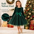 thumbnail image 4 of Girls Velvet Christmas Party Dress, Pearl Tutu Gown for Little Girls Winter Holiday, 4 of 8